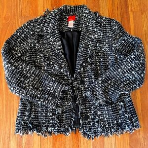 Chic Black & White Tweed Jacket.By Hearts Of Palm Size M